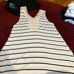 White and black striped dress